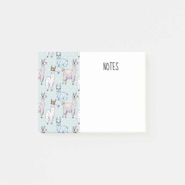 Niedliches Lamatsmuster auf Polka-Punkten Post-it Klebezettel (Vorderseite)