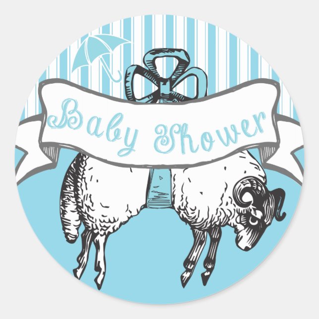 Niedliches Lamb Baby Boy Duschaufkleber Runder Aufkleber (Vorderseite)