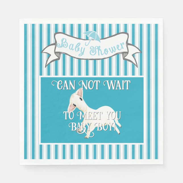 Niedliches Lamb Baby Boy Duschaufkleber Serviette (Vorderseite)
