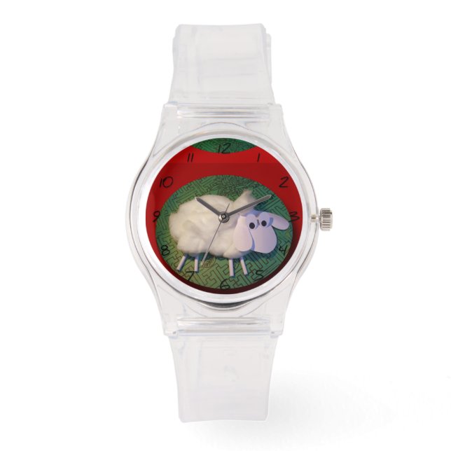 Niedliches Lamm Chinesisches Astrologie Schafe Kin Armbanduhr (Vorderseite)
