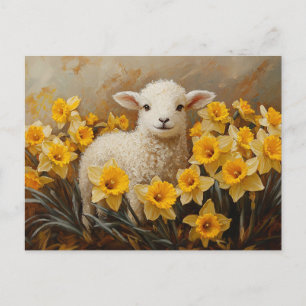 Niedliches Lamm mit gelben Nadelöhren Postkarte