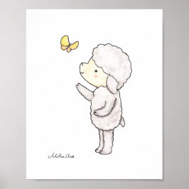 Niedliches Lamm Schmetterling Kinderzimmer Art Pri Poster