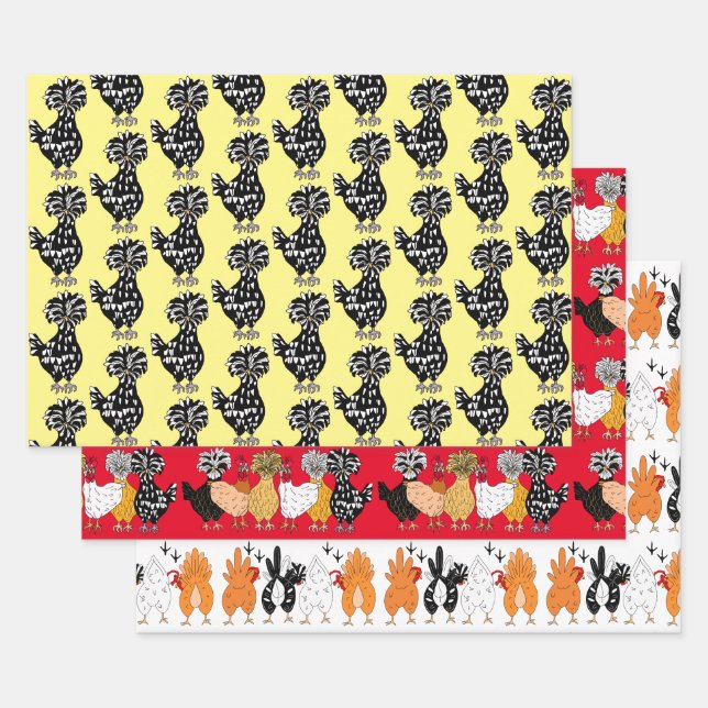 Niedliches Land der polnischen Hühner Geschenkpapier Set (Set)