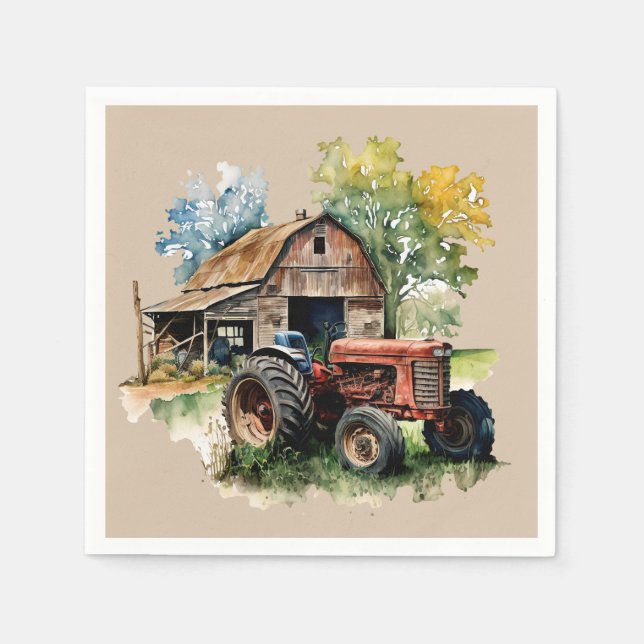Niedliches Land Stall und Traktor-Party Serviette (Vorderseite)