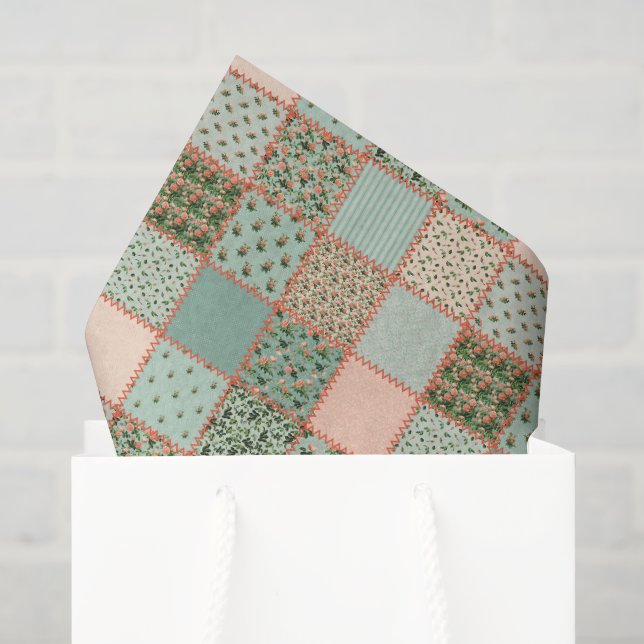 Niedliches Länderquiltmuster Party Seidenpapier (Geschenktüte)