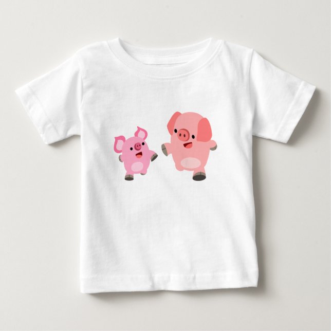 Niedliches Laufen von Cartoon Schweine Baby T - Sh Baby T-shirt (Vorderseite)