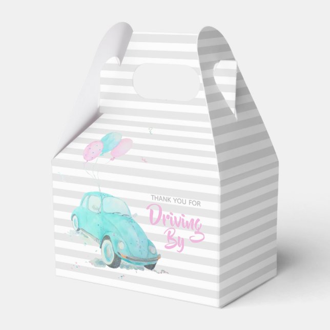Niedliches Laufwerk durch Babydusche Gevor Box 🚗 Geschenkschachtel (Vorderseite)