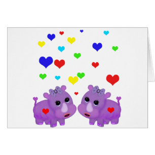 Niedliches Lavendelrhino-Regenbogen-Herz-Nashorn