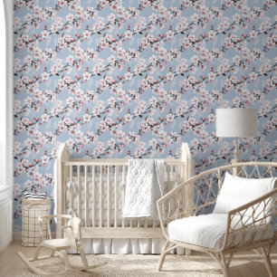Niedliches, lebendiges Blaurosa Kirschblossom Chic Tapete