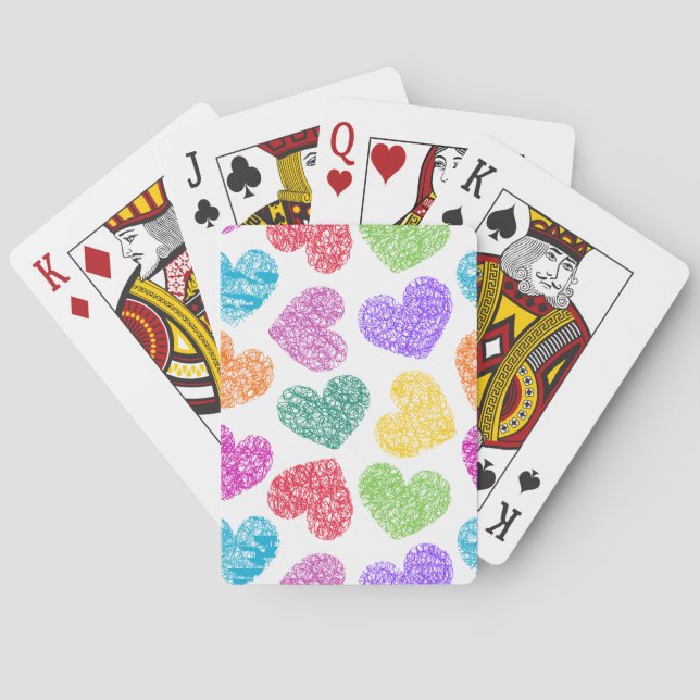 Niedliches, lebendiges, doodled Herz - Valentinsta Spielkarten (Rückseite)