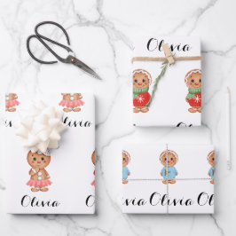 niedliches Lebkuchen Geschenkpapier Set
