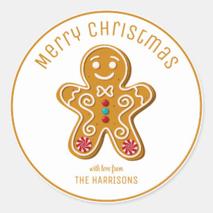 Niedliches Lebkuchen Mann Kekse Weihnachten Runder Aufkleber
