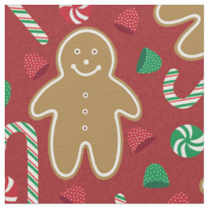 Niedliches Lebkuchen Männer Gumdrops Bonbons auf R Stoff