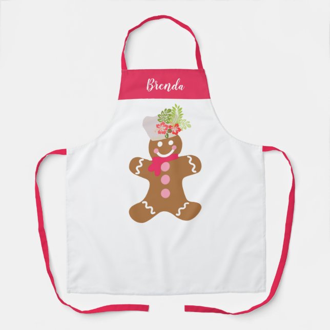 Niedliches Lebkuchen Rosa Personalisiertes Backen  Schürze (Vorderseite)