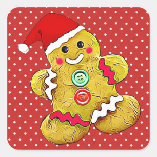Niedliches Lebkuchen Weihnachten Quadratischer Aufkleber