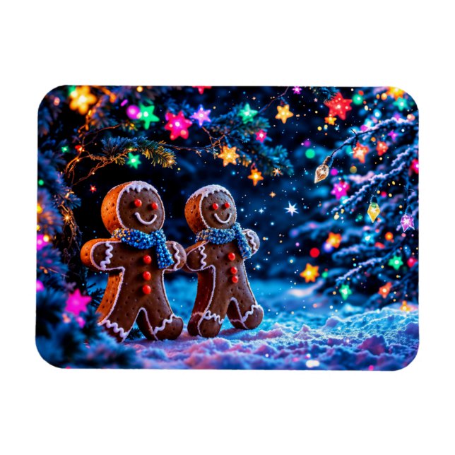 Niedliches Lebkuchen Wintersternlichtkunst Magnet (Horizontal)