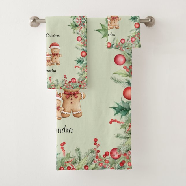 Niedliches Lebkuchengebäck Weihnachten Badhandtuch Set (Insitu)