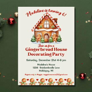 Niedliches Lebkuchenhaus zum Geburtstag Einladung