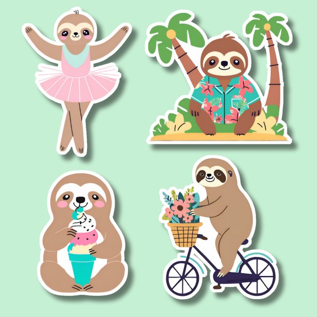 Niedliches Leisure Sloth Set Wasserdicht Aufkleber (Von Creator hochgeladen)