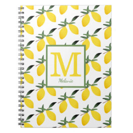 Niedliches Lemon Monogram Name Notebook Notizblock