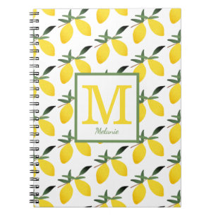 Niedliches Lemon Monogram Name Notebook Notizblock