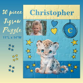 Niedliches Leopard-Foto mit dem Namen Blaugelbe Ki