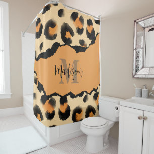 Niedliches Leopard-Monogramm Duschvorhang