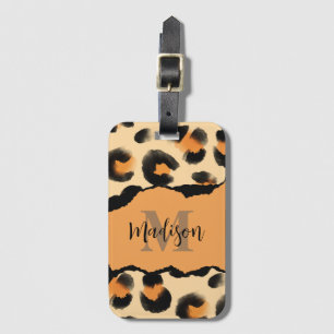 Niedliches Leopard-Monogramm Gepäckanhänger
