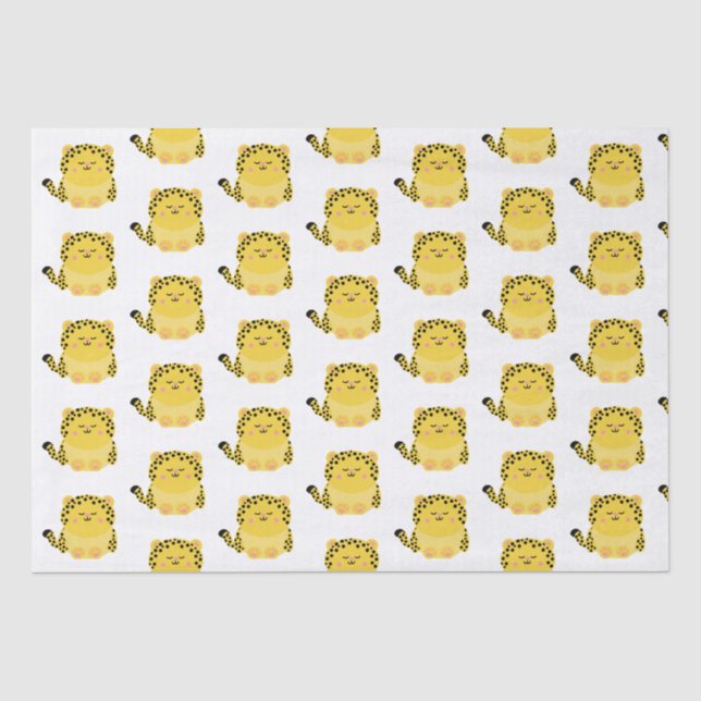 Niedliches Leopardenpapier im kawaii-Stil Seidenpapier (Vorderseite)