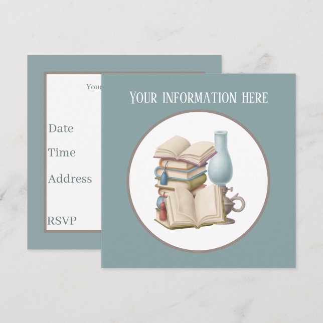 niedliches Lesebuch-Party  Einladung (Vorne/Hinten)