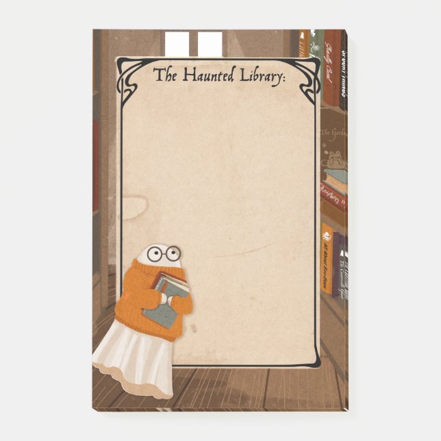 Niedliches Librarian Ghost Spooky Notizblock (Vorderseite)
