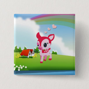 Niedliches Liebe-Rotwild-Kitz mit Button