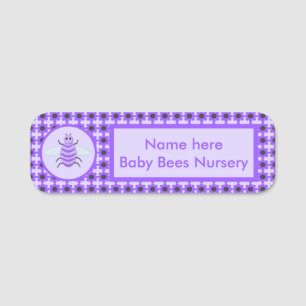 Niedliches Lila Baby Bee Gender Neutrales Kinderzi Namensschild