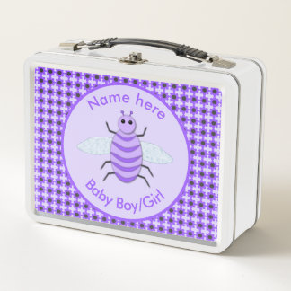 Niedliches Lila Baby-Bee-Geschlecht offenbart neut Metall Brotdose