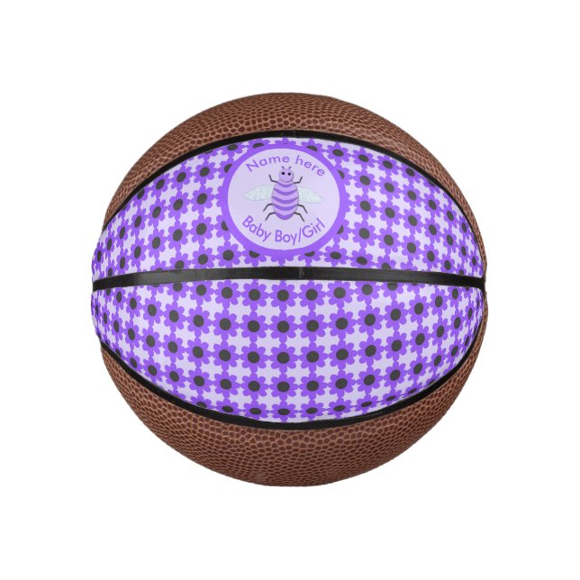 Niedliches Lila Baby-Bee-Geschlecht offenbart neut Mini Basketball (Vorderseite)