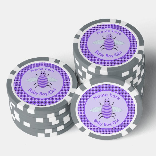 Niedliches Lila Baby-Bee-Geschlecht offenbart neut Pokerchips (Stapel)