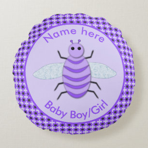 Niedliches Lila Baby-Bee-Geschlecht offenbart neut Rundes Kissen
