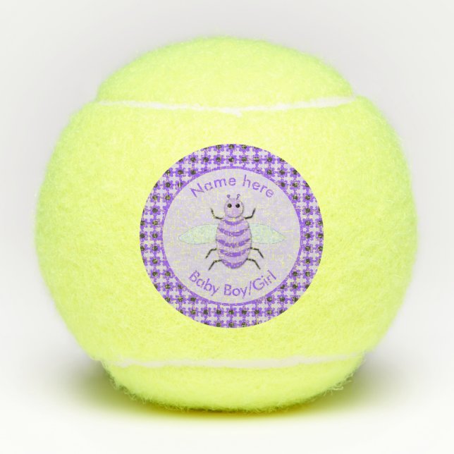 Niedliches Lila Baby-Bee-Geschlecht offenbart neut Tennisbälle (Vorderseite)