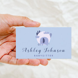 Niedliches Lila Baby Elephant Babysitter Thema Blu Visitenkarte
