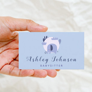 Niedliches Lila Baby Elephant Babysitter Thema Blu Visitenkarte