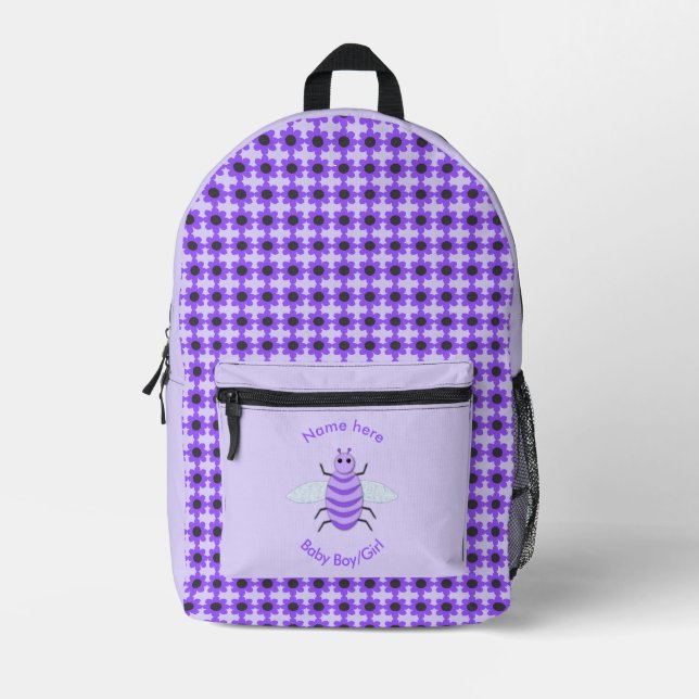 Niedliches Lila Bienengeschlecht Bedruckter Rucksack (Vorderseite)