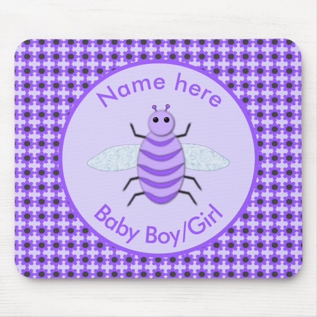 Niedliches Lila Bienengeschlecht neutral Mousepad (Vorne)