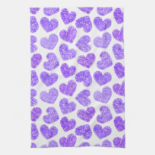 Niedliches Lila doodled Herz - Valentinstag Muster Handtuch