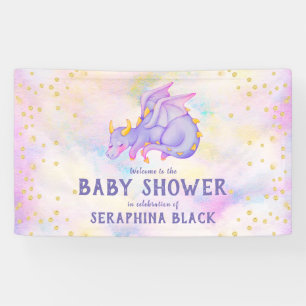 Niedliches Lila Dragon Baby-Duschbanner Banner