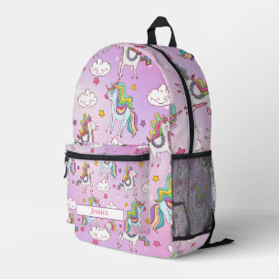 Niedliches Lila Einhorn-Thema Bedruckter Rucksack