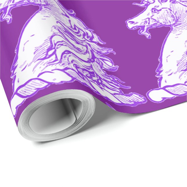Niedliches Lila Einhornmuster Geschenkpapier (Rolleneckpunkt)