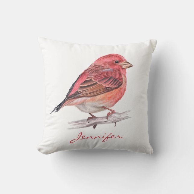 Niedliches Lila Finch Bird Kid's Room Kinderzimmer Kissen (Vorderseite)
