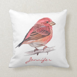 Niedliches Lila Finch Bird Kid's Room Kinderzimmer Kissen