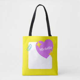 Niedliches Lila Herz mit individuellem Namen Tasche