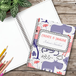 Niedliches Lila Hippo Create & Imaging Doodle Must Notizbuch